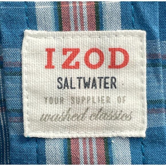 IZOD SALTWATER Men's Plaid Short Sleeve Button Down Shirt Size Small - Picture 3 of 6